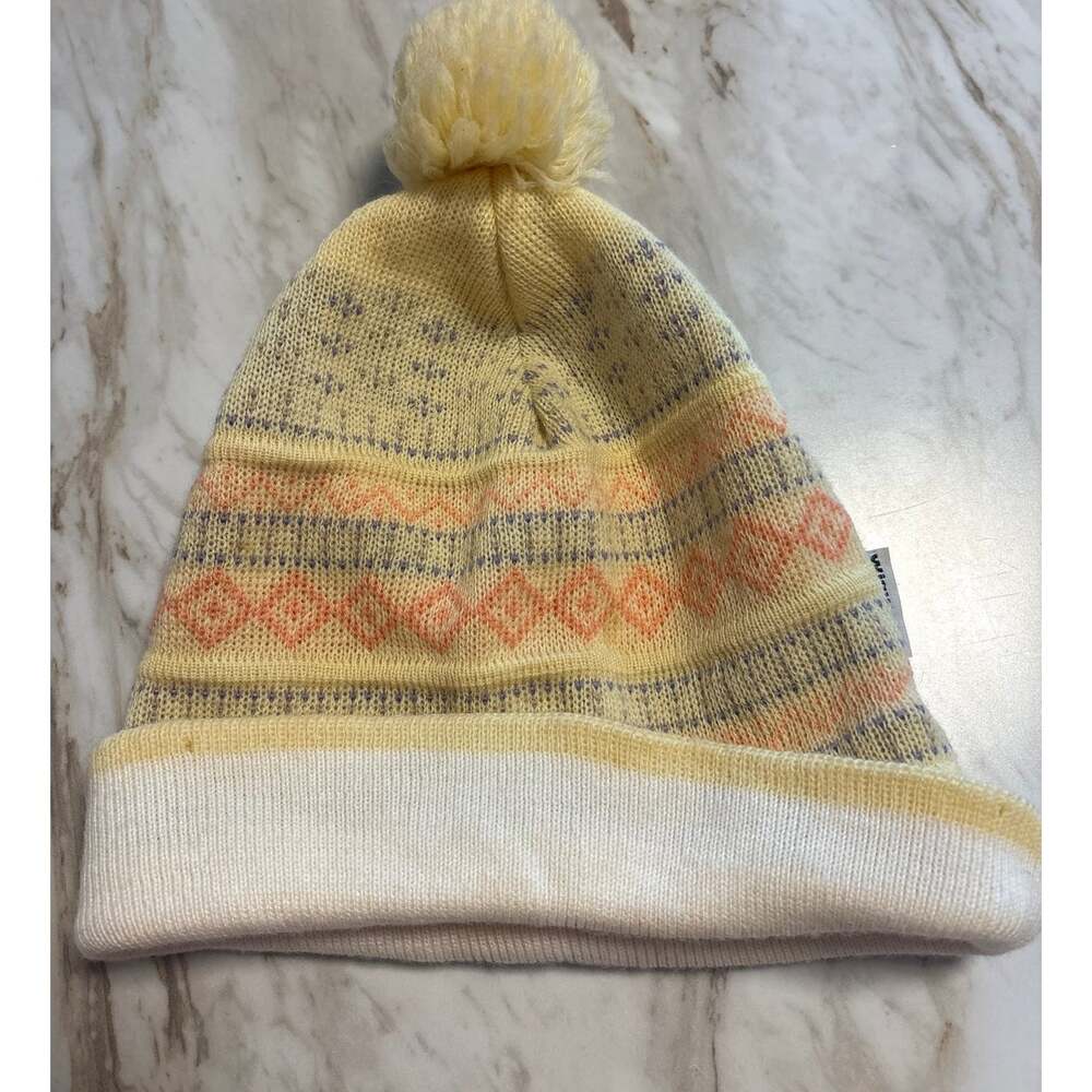 Vintage Wigwam 100% Wool Winter Pom Pom Beanie Fair Isle Hat